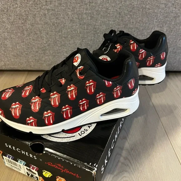 Skechers Black and Red Rolling Stones Sneakers - Picture 5 of 6